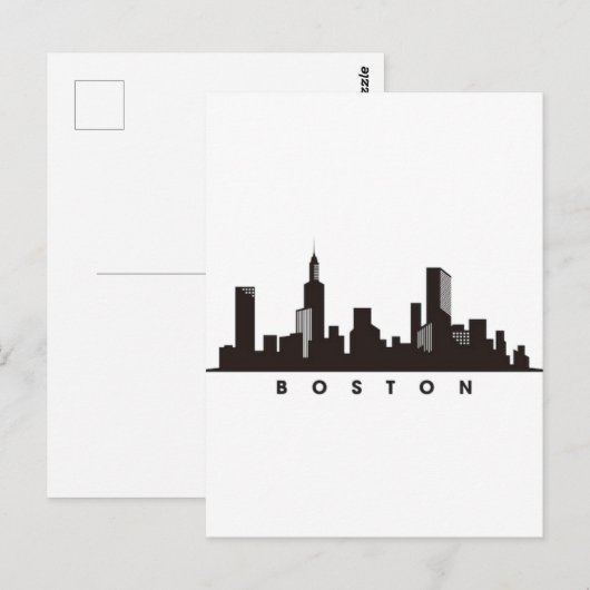 Boston City Skyline, Boston kaart skyline (Voorkant / Achterkant)
