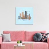 Boston City Skyline, Boston kaart skyline Canvas Afdruk (Insitu (Woonkamer))