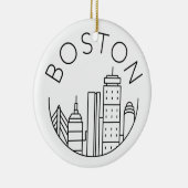 Boston City Skyline, Boston kaart skyline Keramisch Ornament (Rechts)