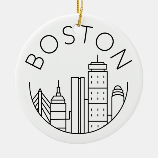 Boston City Skyline, Boston kaart skyline Keramisch Ornament (Voorkant)
