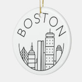 Boston City Skyline, Boston kaart skyline Keramisch Ornament (Links)
