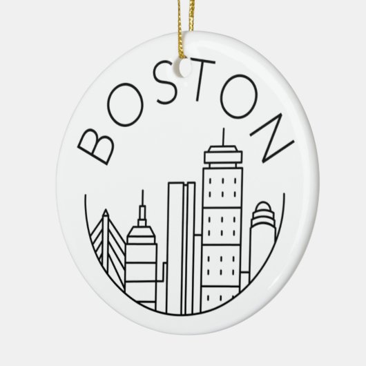Boston City Skyline, Boston kaart skyline Keramisch Ornament (Links)