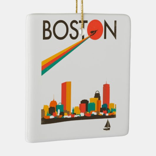 Boston City Skyline, Boston kaart skyline Keramisch Ornament (Rechts)