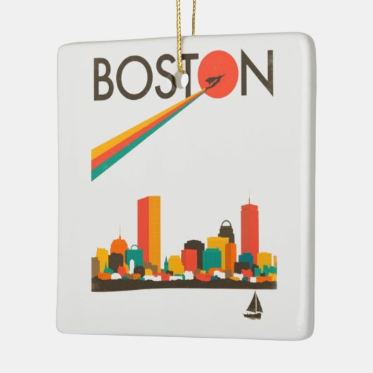 Boston City Skyline, Boston kaart skyline Keramisch Ornament (Links)