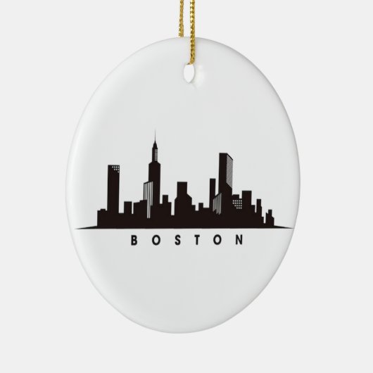 Boston City Skyline, Boston kaart skyline Keramisch Ornament (Rechts)