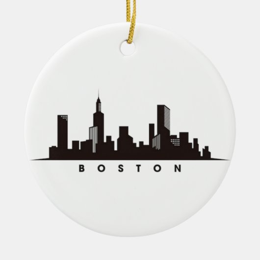Boston City Skyline, Boston kaart skyline Keramisch Ornament (Voorkant)