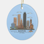 Boston City Skyline, Boston kaart skyline Keramisch Ornament (Links)