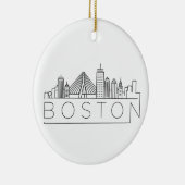 Boston City Skyline, Boston kaart skyline Keramisch Ornament (Rechts)
