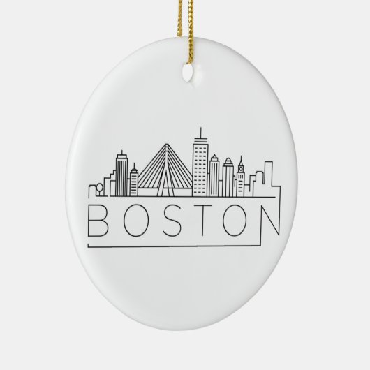 Boston City Skyline, Boston kaart skyline Keramisch Ornament (Rechts)