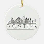 Boston City Skyline, Boston kaart skyline Keramisch Ornament (Voorkant)