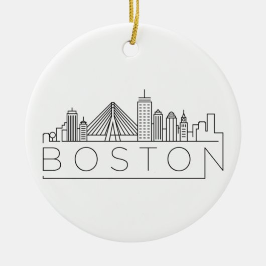 Boston City Skyline, Boston kaart skyline Keramisch Ornament (Voorkant)