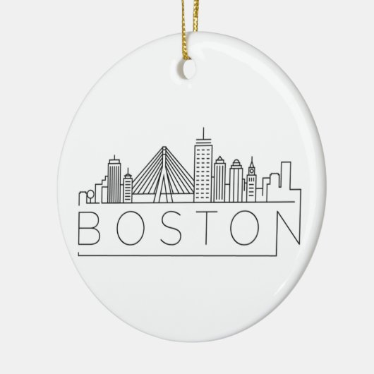 Boston City Skyline, Boston kaart skyline Keramisch Ornament (Links)