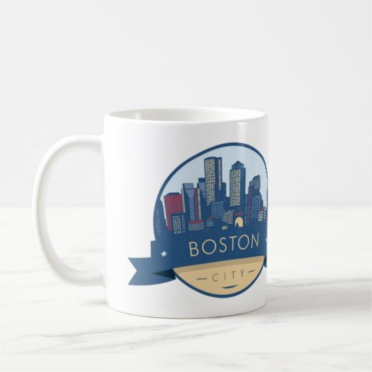 Boston City Skyline, Boston kaart skyline Koffiemok (Links)