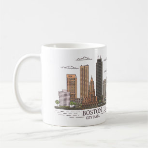 Boston City Skyline, Boston kaart skyline Koffiemok