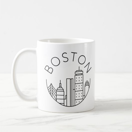 Boston City Skyline, Boston kaart skyline Koffiemok (Links)