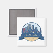Boston City Skyline, Boston kaart skyline Magneet (Voorkant / Achterkant)