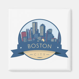 Boston City Skyline, Boston kaart skyline Magneet