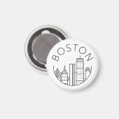 Boston City Skyline, Boston kaart skyline Magneet (Voorkant / Achterkant)