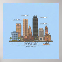 Boston City Skyline, Boston kaart skyline