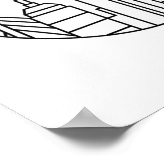 Boston City Skyline, Boston kaart skyline Poster (Hoek)