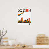 Boston City Skyline, Boston kaart skyline Poster (Keuken)