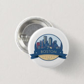 Boston City Skyline, Boston kaart skyline Ronde Button 3,2 Cm (Voorkant /achterkant)