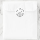 Boston City Skyline, Boston kaart skyline Ronde Sticker (Tas)