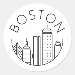 Boston City Skyline, Boston kaart skyline Ronde Sticker