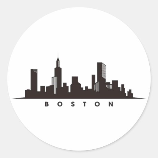 Boston City Skyline, Boston kaart skyline Ronde Sticker (Voorkant)