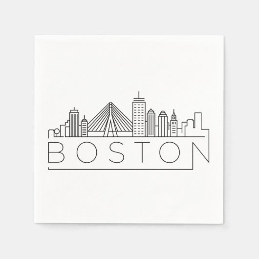 Boston City Skyline, Boston kaart skyline Servet (Voorkant)