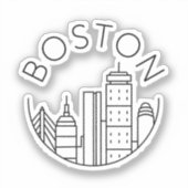 Boston City Skyline, Boston kaart skyline Sticker (Voorkant)