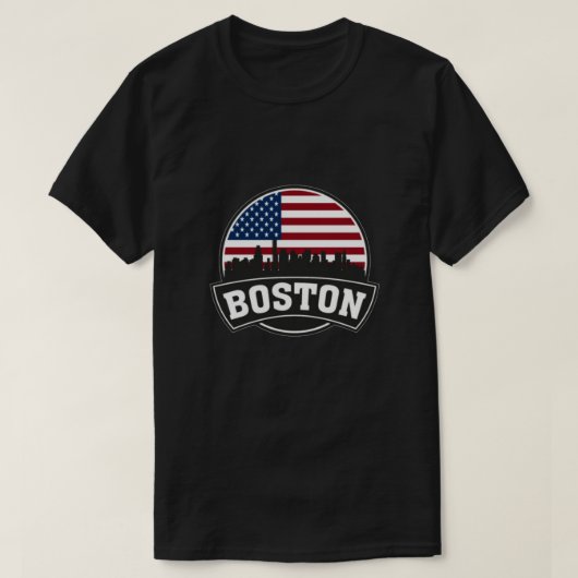 Boston City Skyline, Boston kaart skyline T-shirt (Design voorkant)