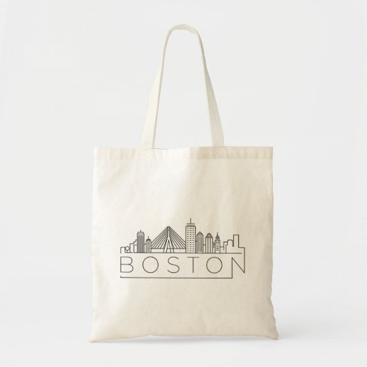 Boston City Skyline, Boston kaart skyline Tote Bag (Voorkant)