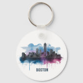 Boston City Skyline, Boston Ma Silhouet Sleutelhanger (Voorkant)