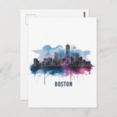 Boston City Skyline, Boston MA Skyline Briefkaart (Voorkant / Achterkant)