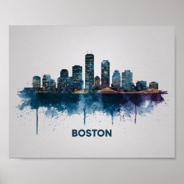Boston City Skyline, Boston MA Skyline Poster