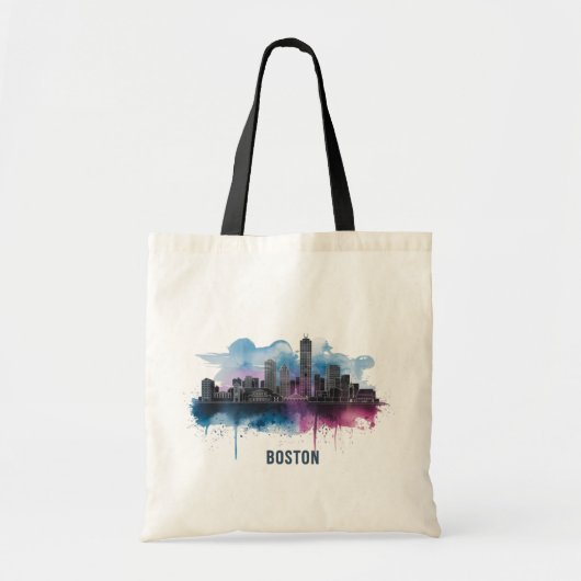 Boston City Skyline, Boston MA Skyline Tote Bag (Voorkant)