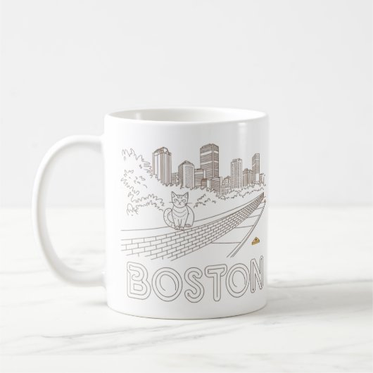 Boston City Skyline, Boston Ma US Skyline Koffiemok (Links)