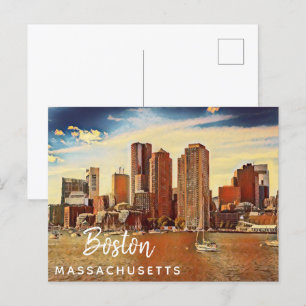 Boston City Skyline Massachusetts  schilderen Briefkaart