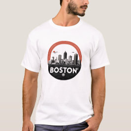 Boston City Skyline - Modern minimalistisch stadsb T-shirt