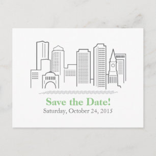 Boston City Skyline Save the Date Aankondigingskaart
