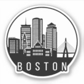 Boston City Skyline Sticker (Voorkant)