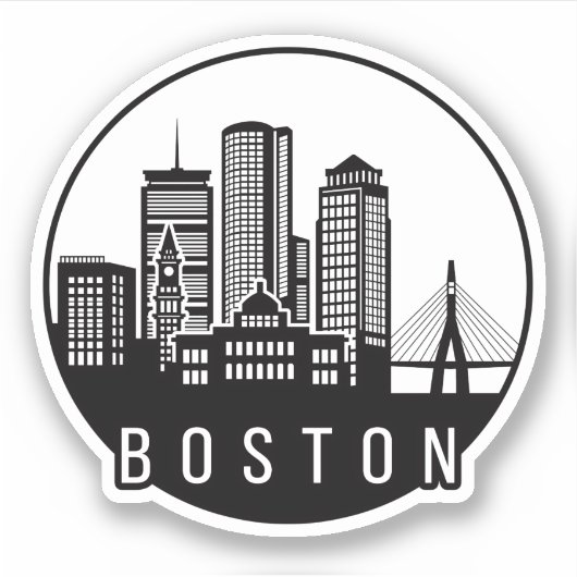 Boston City Skyline Sticker (Voorkant)