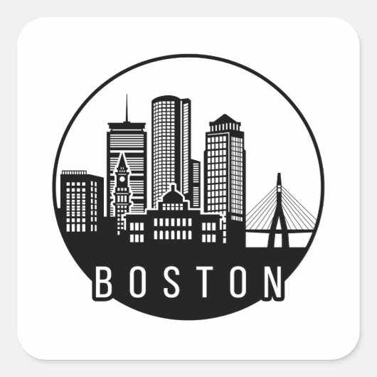 Boston City Skyline Vierkante Sticker (Voorkant)