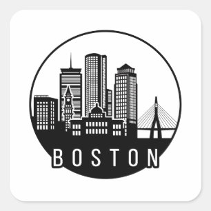 Boston City Skyline Vierkante Sticker