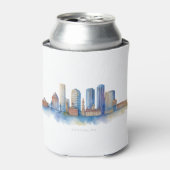 Boston City Skyline Waterverf | Modern Boston MA Blikjeskoeler (Blikje Voorkant)