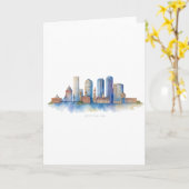 Boston City Skyline Waterverf | Modern Boston MA Kaart (Gele Bloem)