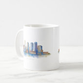 Boston City Skyline Waterverf | Modern Boston MA Koffiemok (Voorkant links)