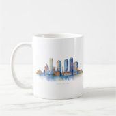 Boston City Skyline Waterverf | Modern Boston MA Koffiemok (Links)