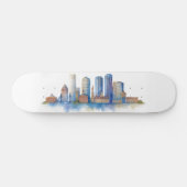 Boston City Skyline Waterverf | Modern Boston MA Persoonlijk Skateboard (Horizontaal)